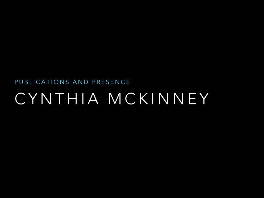 Cynthia McKinney Publications 1