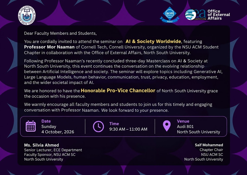 Seminar on 'AI & Society Worldwide' by Prof. Mor Naaman, Cornell Tech