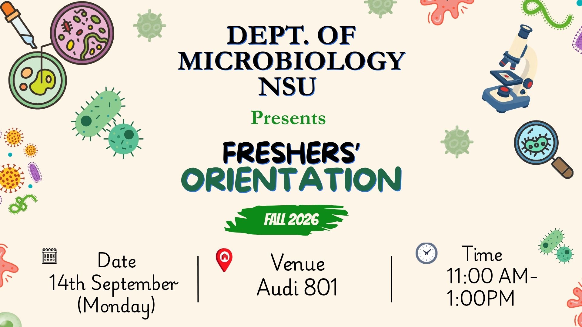 Microbiology Freshers' orientation fall 2026